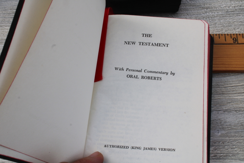 photo of tiny old black leather bibles, lot of two vintage books w/ ephemera #7