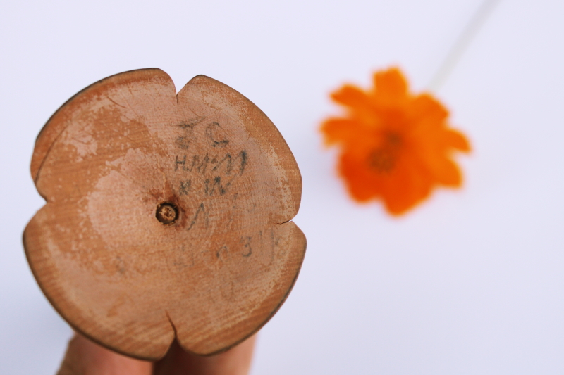 photo of tiny old carved wood bud vase w/ glass vial to hold wildflowers or a single bloom #3