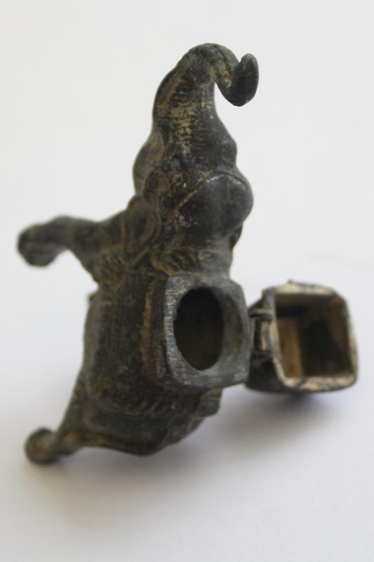 photo of tiny old cast metal elephant, incense burner? mini animal figurine vintage Japan #3