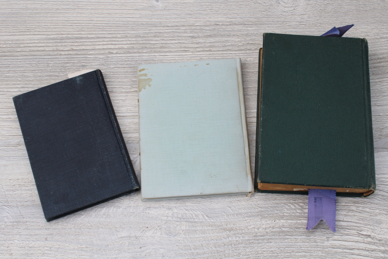photo of tiny old religious books stack blue & green covers Your Confirmation Vow, Be True, Hymnal  #3