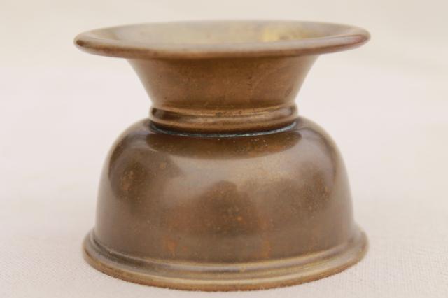 photo of tiny old solid brass spittoon cuspidor, salesman's sample or paperweight vase? #1