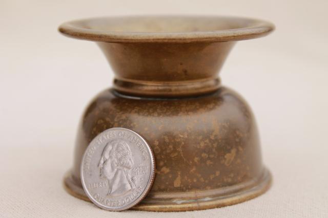 photo of tiny old solid brass spittoon cuspidor, salesman's sample or paperweight vase? #2