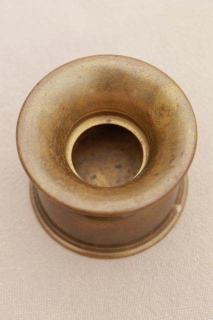 photo of tiny old solid brass spittoon cuspidor, salesman's sample or paperweight vase? #4