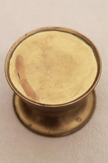 photo of tiny old solid brass spittoon cuspidor, salesman's sample or paperweight vase? #5