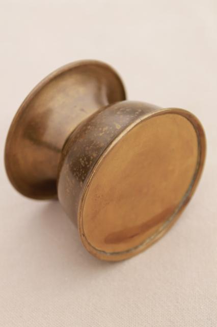 photo of tiny old solid brass spittoon cuspidor, salesman's sample or paperweight vase? #6