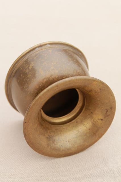 photo of tiny old solid brass spittoon cuspidor, salesman's sample or paperweight vase? #7