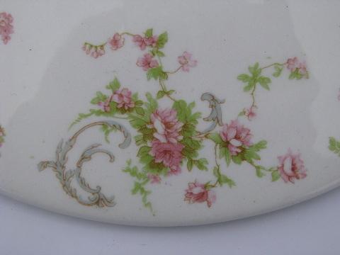 photo of tiny pink roses vintage china covered bowl vegetable dish, Giralda #4