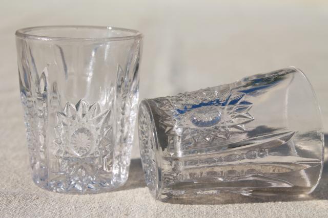 photo of tiny pressed pattern glass pitcher & tumbler glasses, doll dishes toy lemonade set #3