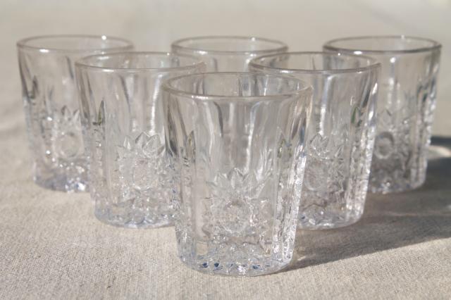 photo of tiny pressed pattern glass pitcher & tumbler glasses, doll dishes toy lemonade set #11