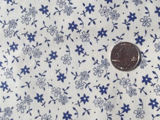 photo of tiny print blue and white floral quilting cotton fabric, vintage 36 wide #1