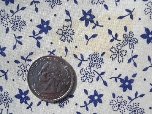 photo of tiny print blue and white floral quilting cotton fabric, vintage 36 wide #2