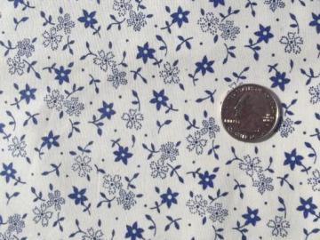 catalog photo of tiny print blue and white floral quilting cotton fabric, vintage 36 wide