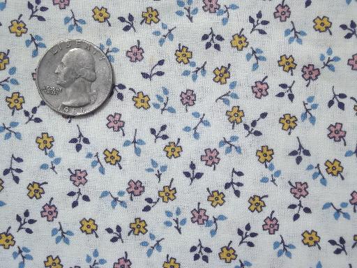 photo of tiny print flowers vintage 36 wide cotton quilting / doll clothes fabric #1