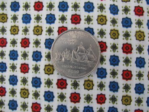 photo of tiny print in primary colors, vintage 1940's cotton fabric #1