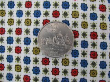 catalog photo of tiny print in primary colors, vintage 1940's cotton fabric