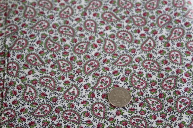 photo of tiny print paisley, 40s 50s vintage fabric quilting weight cotton material #1