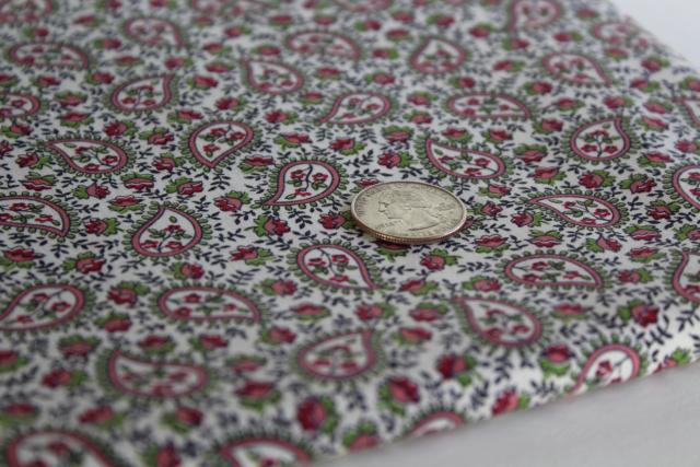 photo of tiny print paisley, 40s 50s vintage fabric quilting weight cotton material #2