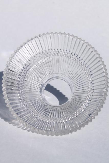 photo of tiny prismatic glass shade, clear pressed glass lampshade holophane style ribbed glass #4