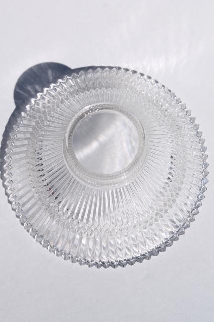 photo of tiny prismatic glass shade, clear pressed glass lampshade holophane style ribbed glass #5