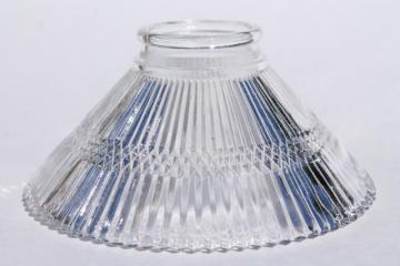 catalog photo of tiny prismatic glass shade, clear pressed glass lampshade holophane style ribbed glass