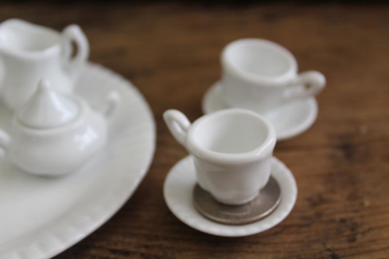 photo of tiny pure white porcelain tea set, china doll dishes toy miniatures #3