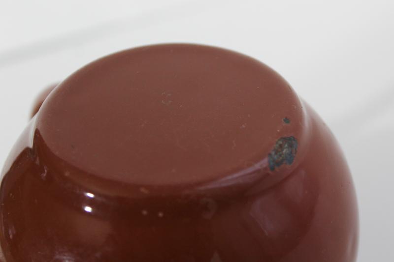photo of tiny shabby old enamelware teapot, one cup child's size tea pot vintage enamel metal #10