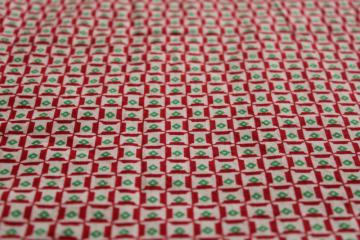 catalog photo of tiny spools print vintage cotton fabric quilting sewing fabric, red & green w/ white