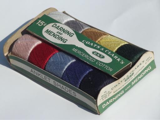 photo of tiny spools vintage darning cotton, retro colors for anklets, bobby socks #1
