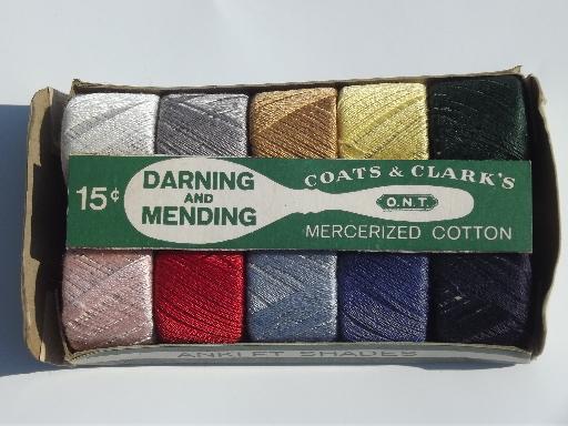 photo of tiny spools vintage darning cotton, retro colors for anklets, bobby socks #2