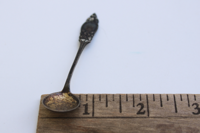 photo of tiny sterling silver spoon for jam jar, mustard pot or salt cellar, antique vintage silver #3