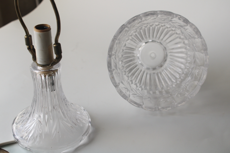 photo of tiny table lamp, crystal clear glass lamp w/ glass shade, vintage Princess House light  #5