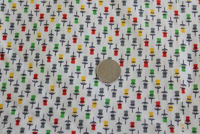 photo of tiny tulips print cotton fabric 50s 60s vintage quilting weight material #1