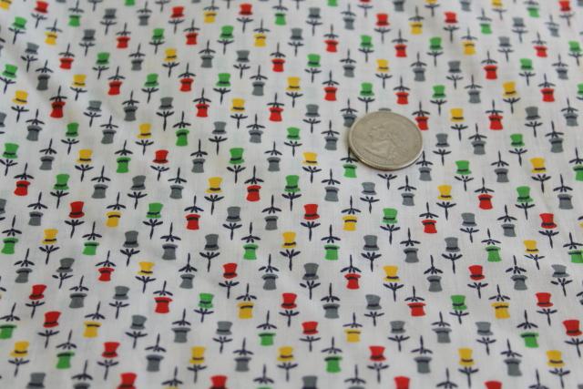 photo of tiny tulips print cotton fabric 50s 60s vintage quilting weight material #2