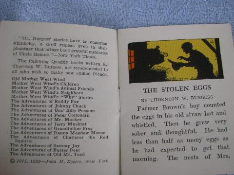 photo of tiny vintage Easter bunny books, color litho Thornton Burgess stories #4