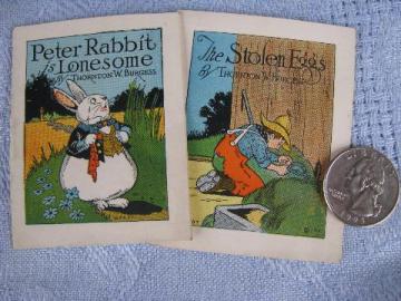 catalog photo of tiny vintage Easter bunny books, color litho Thornton Burgess stories