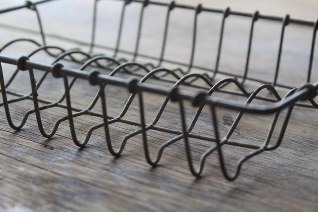 photo of tiny vintage wire basket dish rack, plate holder for small plates or toy doll dishes #4