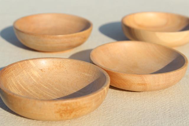 photo of tiny wood bowls made in Japan, set of vintage condiment dishes for dipping sauces etc. #2