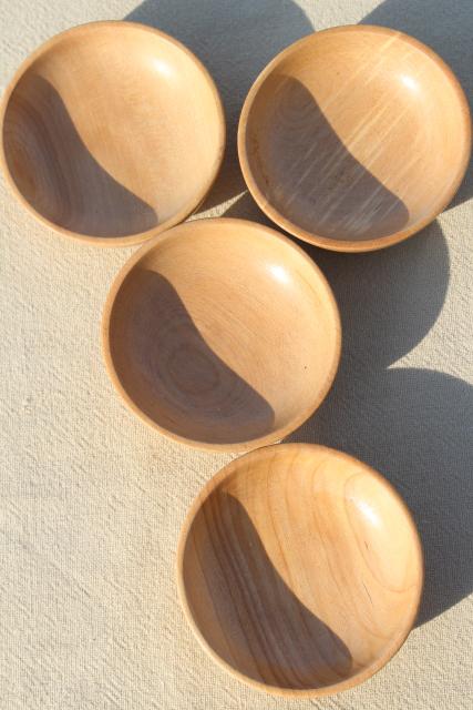 photo of tiny wood bowls made in Japan, set of vintage condiment dishes for dipping sauces etc. #3