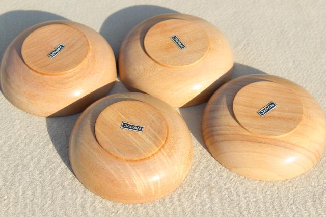 photo of tiny wood bowls made in Japan, set of vintage condiment dishes for dipping sauces etc. #4