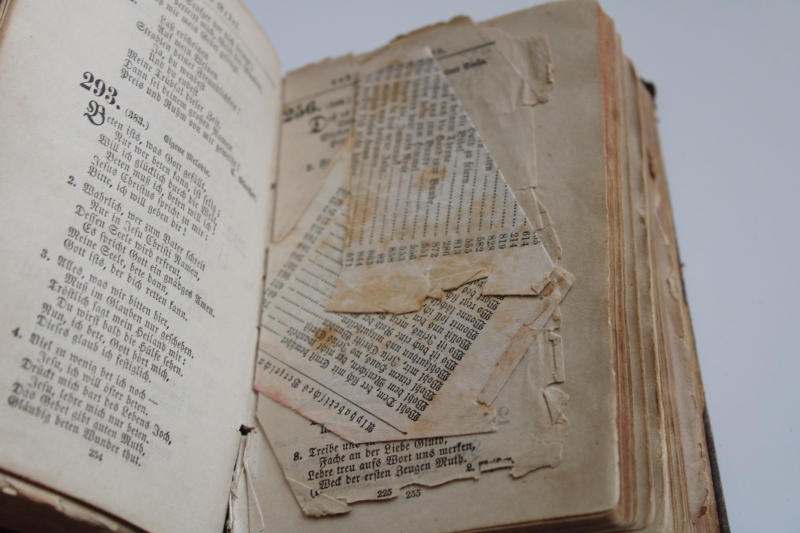 photo of tiny worn black leather bound book, German gothic font religious book 1800s vintage #4