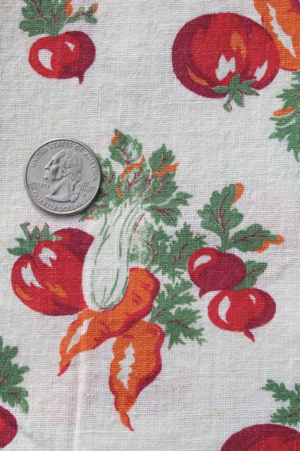 photo of tomatoes carrots garden vegetables print vintage cotton feed sack fabric #2