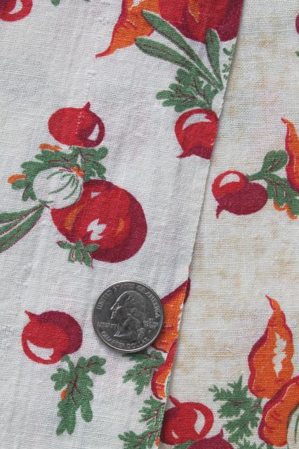 photo of tomatoes carrots garden vegetables print vintage cotton feed sack fabric #3