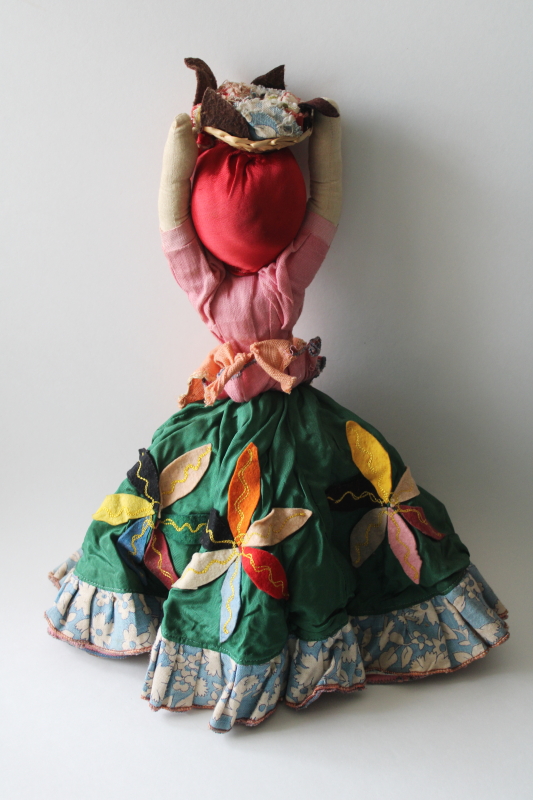 photo of topsy turvy cloth doll 1930s vintage Joao Perotti Brazil Carmen Miranda & black girl w/ headscarf  #4
