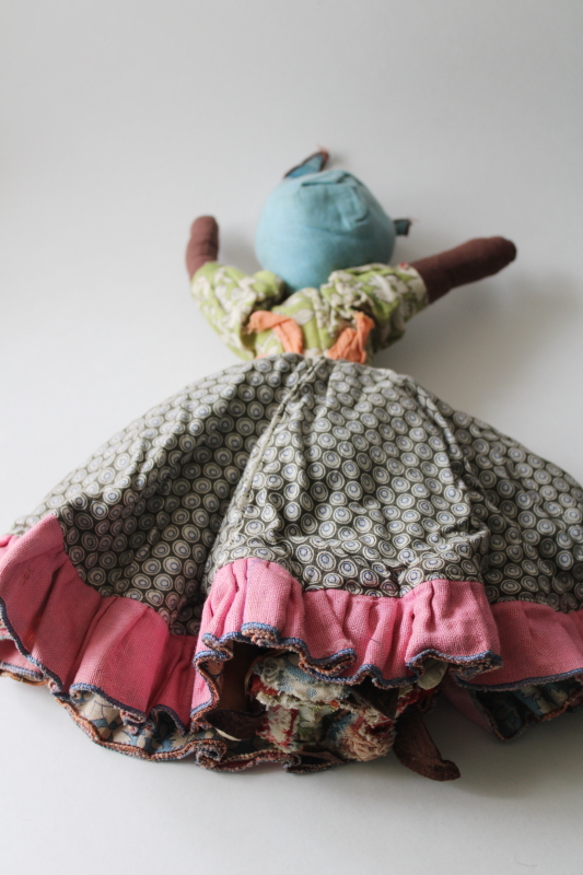 photo of topsy turvy cloth doll 1930s vintage Joao Perotti Brazil Carmen Miranda & black girl w/ headscarf  #7