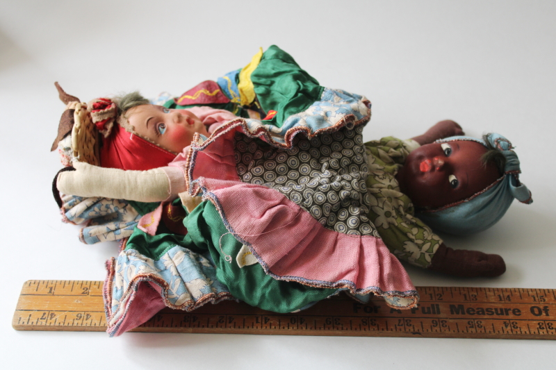photo of topsy turvy cloth doll 1930s vintage Joao Perotti Brazil Carmen Miranda & black girl w/ headscarf  #9