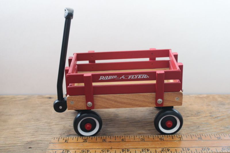 photo of toy Radio Flyer wagon & sled, wood & metal realistic models doll size replicas #2