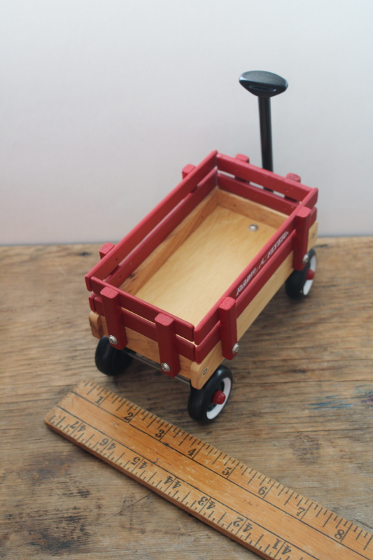 photo of toy Radio Flyer wagon & sled, wood & metal realistic models doll size replicas #3