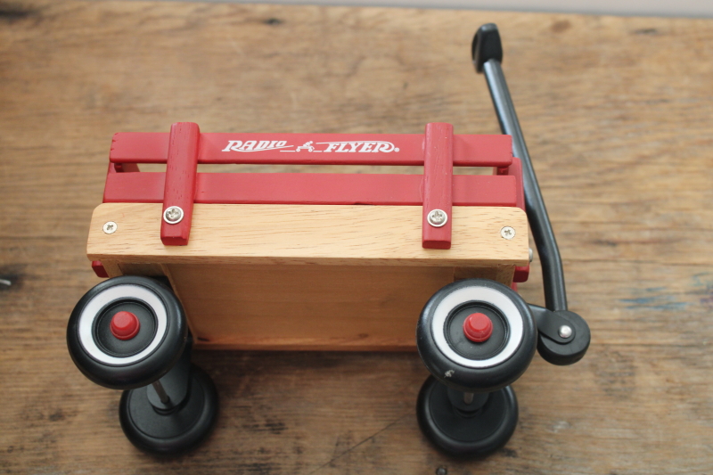 photo of toy Radio Flyer wagon & sled, wood & metal realistic models doll size replicas #4
