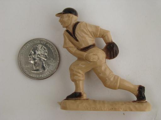 photo of toy model size vintage baseball players, lot Ajax hard plastic figures #2