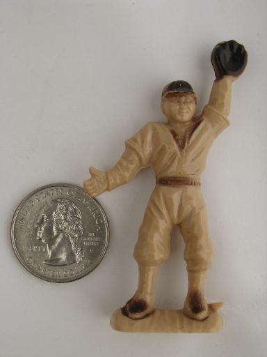 photo of toy model size vintage baseball players, lot Ajax hard plastic figures #3